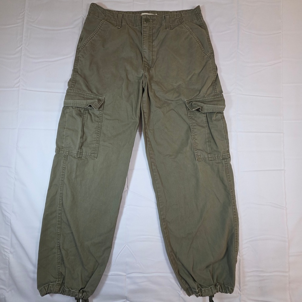 Levis 94 Baggy Cargo Pants Olive Green W30 L30 Utility Drawstring Hem